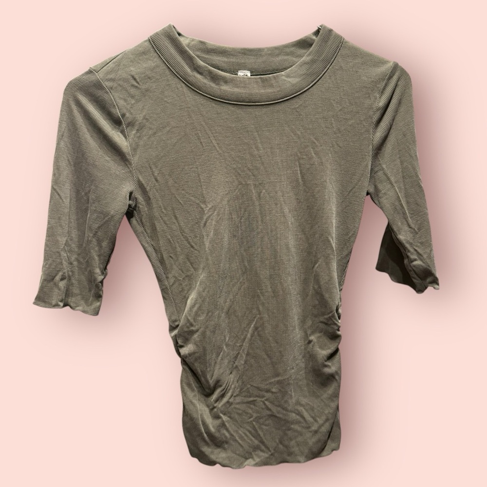 Intimately Free People Ribbed Half Sleeve Rusched Top